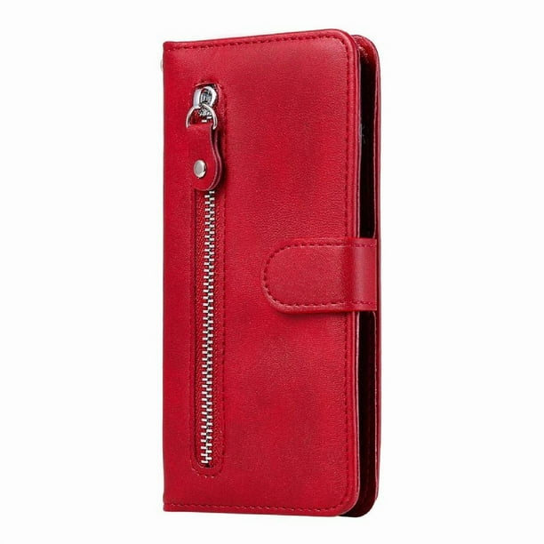 Estuche de Cuero PU con Cierre para Motorola MOTO G9 Play , Funda Protectora con Billetera y Correa