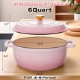 thumbnail image 5 of Ktaxon 6 Quart Enameled Cast Iron Dutch Oven with Upgraded Textured Handles Pre-Seasoned Cookware, Induction & Oven Safe up to 500°F, Pink, 5 of 11