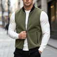thumbnail image 4 of Riecok Mens Fleece Vests for Outdoors Sleeveless Stand Collar Zip up Jackets Thermal Solid Warm Casual Outerwear with Pockets Army Green XL, 4 of 5