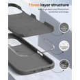 thumbnail image 3 of KOMI Designed for iPhone 16 Pro Max Case,Shockproof Liquid Silicone Protective Phone Case with Soft Anti-Scratch Microfiber Lining Ultra Slim Drop Protection Phone Cover 6.9 inch Charcoal Gray, 3 of 5