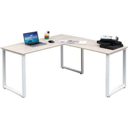 L Shaped Desk Corner With Metal Legs For Office Computer Table Home Details Merax 59 L Shaped Desk