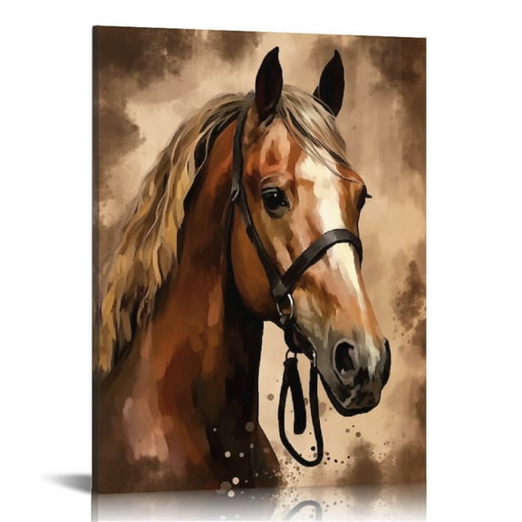 Acheng Abstract Wall Art Horse Canvas Pictures Watercolor Painting Prints Modern Abstract Animal Vintage Canvas Artwork Rustic Contemporary Wall Art Framed Ready to Hang 12x16 in