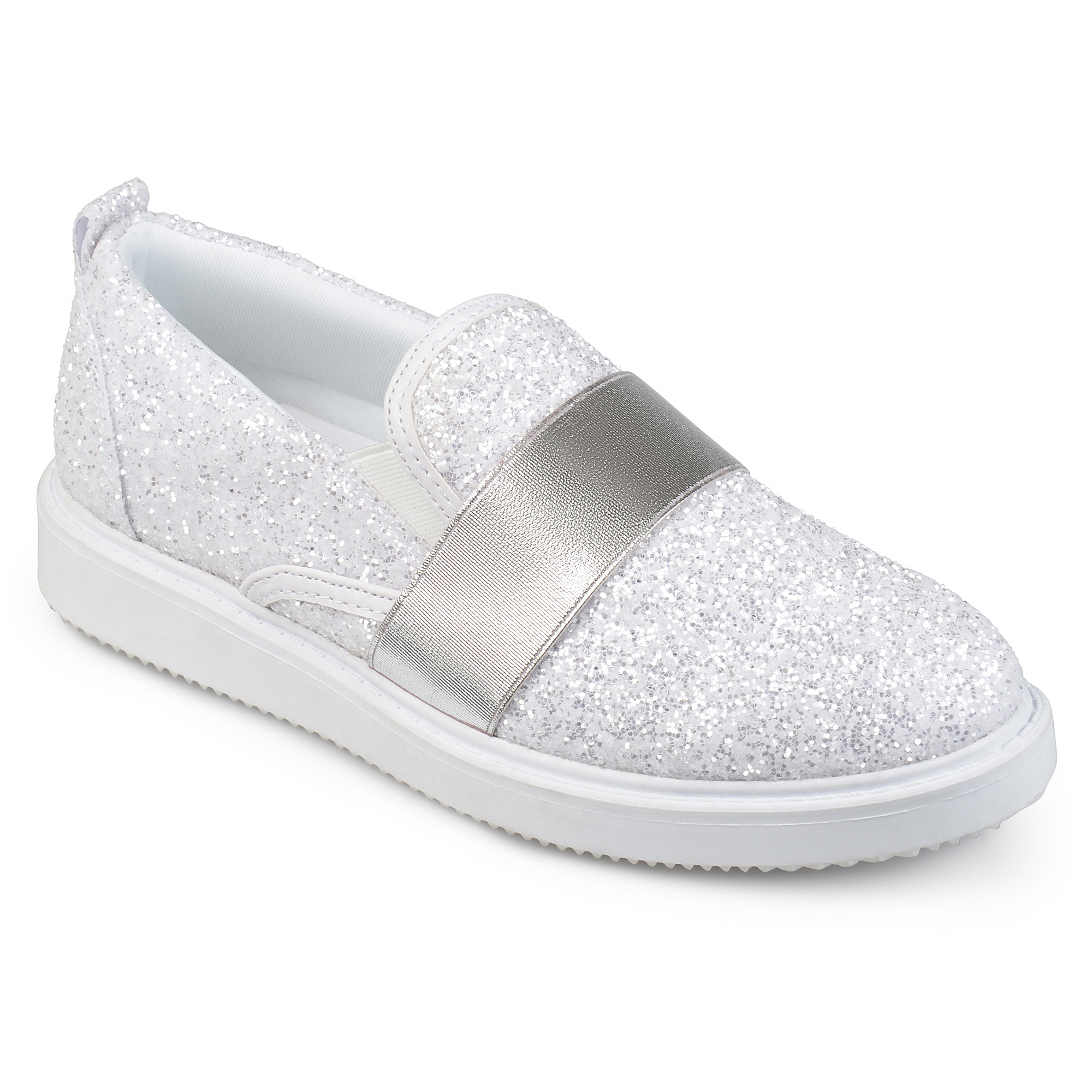 Brinley Co. Women's Glitter Ribbon Slipon Sneakers