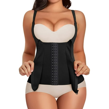 

Junlan Waist Trainer for Women Body Shaper Girdles Shapewear Tummy control Corset Zipper Vest With Adjustable Straps