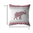 thumbnail image 4 of 16â Red White Ornate Elephant Zippered Suede Throw Pillow, 4 of 4