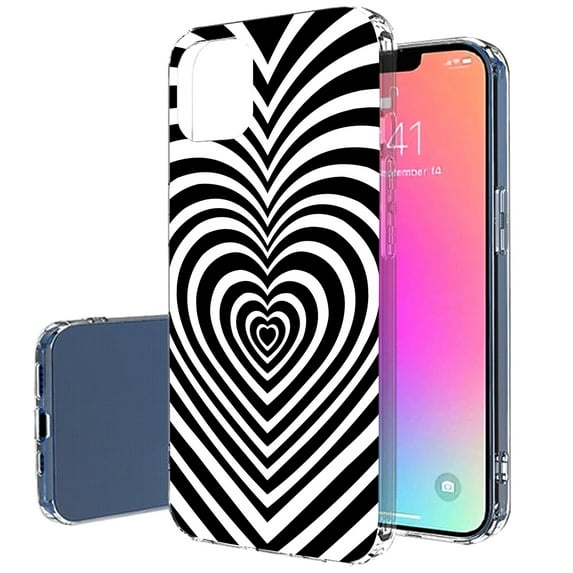 TalkingCase Slim Case for Apple iPhone 13 Pro, Slim Thin Gel Tpu Cover, Concentric Hearts Print, Light Weight, Flexible, Soft, Anti-Scratch, Printed in USA