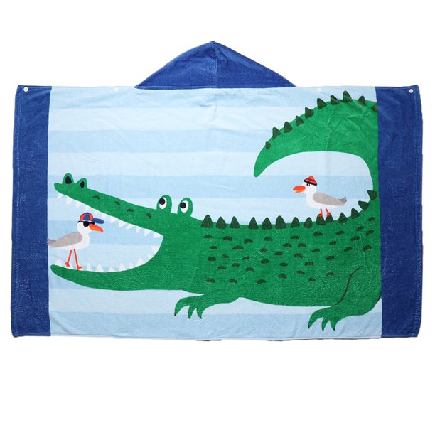 Poncho con capucha de secado rápido para niños y niñas, traje de neopreno con toalla para de bata, extra grande, 97 x 126 cm / 49 x 31 pulgada Raya azul real Macarena Kids Beach Poncho con capucha