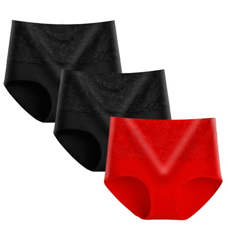 ATOYSOY Women s Underpants Hip Lifting Cotton Panties  Boy Shorts 3 Pack Stretchy Clearance Shapewear Control Briefs for Ladies Multipack Solid Lace Panty Comfy Red XXXXXL