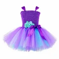 thumbnail image 4 of Vestido de tutú de princesa sirena para niñas, flores de tul morado, vestidos de fiesta de cumpleaños para niñas, disfraz de sirenita para Halloween, 4 of 5