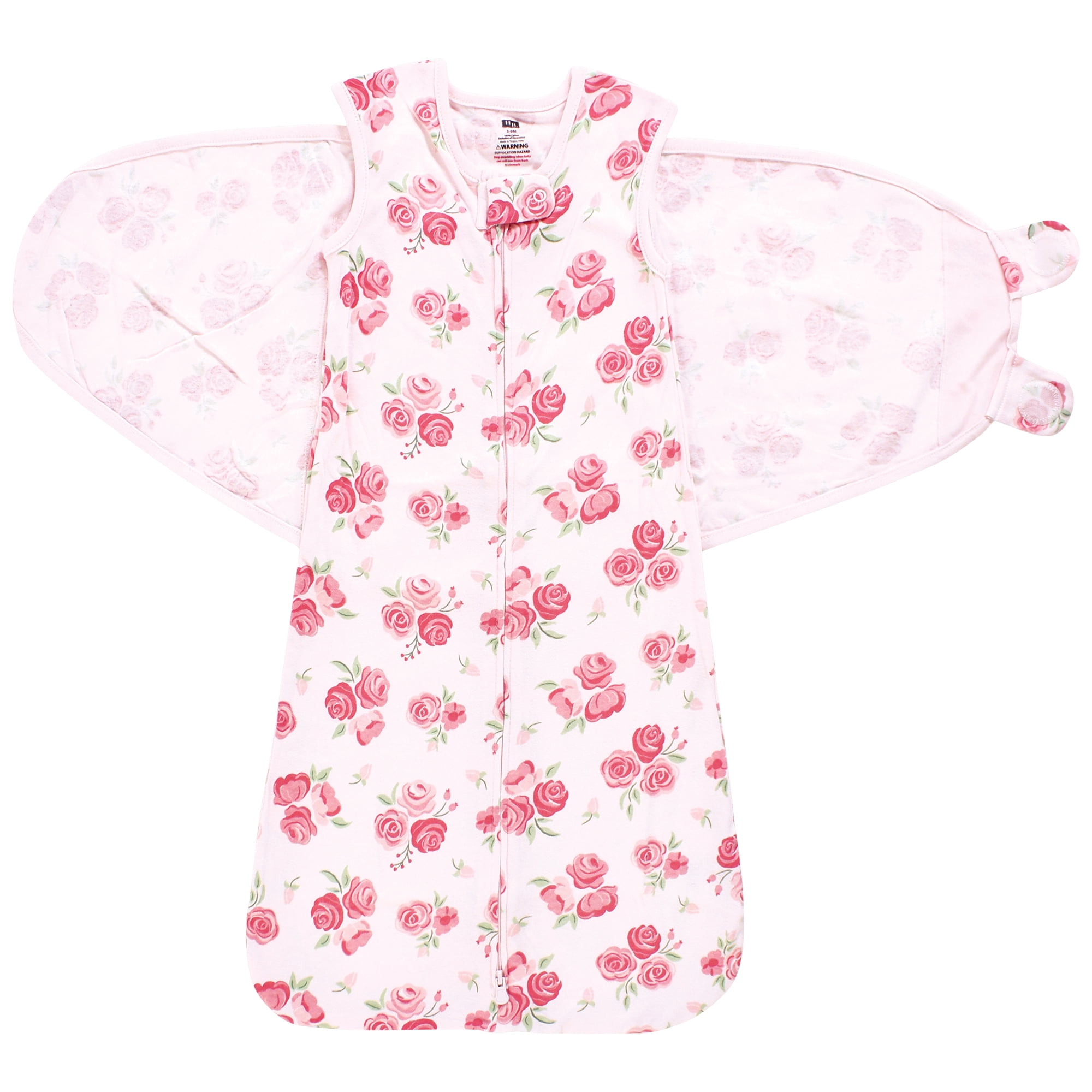 Hudson Baby Infant Girl Convertible Swaddle Sleep Sack, Blush Rose, 0-3 Months