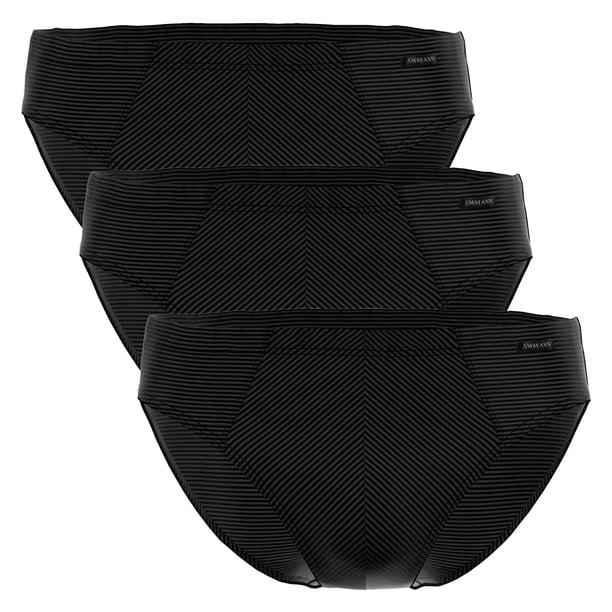 AMMANN calzoncillos hombre Pack de 3 - Cotton & More mini calzoncillos, rayas tono sobre tono, mezcla de algodón Negro 3XL (XXX-Large)