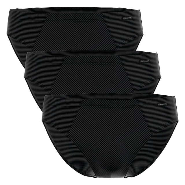 AMMANN calzoncillos hombre Pack de 3 - Cotton & More mini calzoncillos, rayas tono sobre tono, mezcla de algodón Negro M (Medium)