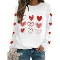 thumbnail image 3 of Fnooota Women Valentine's Day Sweatshirts, Crew Neck Pullover Graphic Casual Long Sleeve Tops White Size S-2XL, 3 of 7