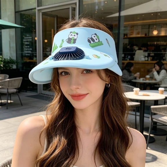 WKSCLPAI Summer Sun Hat with Built in Rechargeable USB Fan, Portable Outdoor Cooling Hat for Travel and Daily Use, Practical Hands Free Design