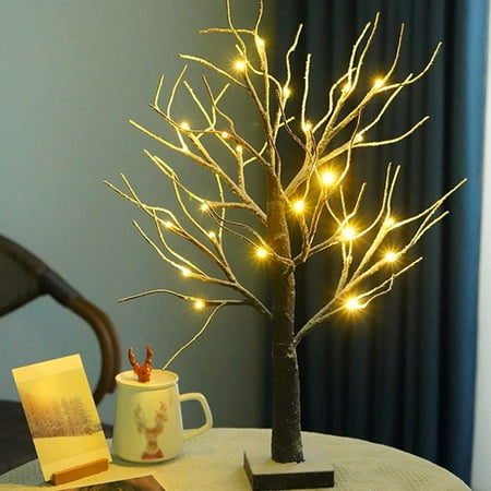 

Clearance! SDJMa Tabletop Bonsai Tree Light With 24 LED Lights Artificial Tree Lamp Battery/USB Operated For Bedroom Desktop Christmas Party Indoor Decor Lights (Warm White)