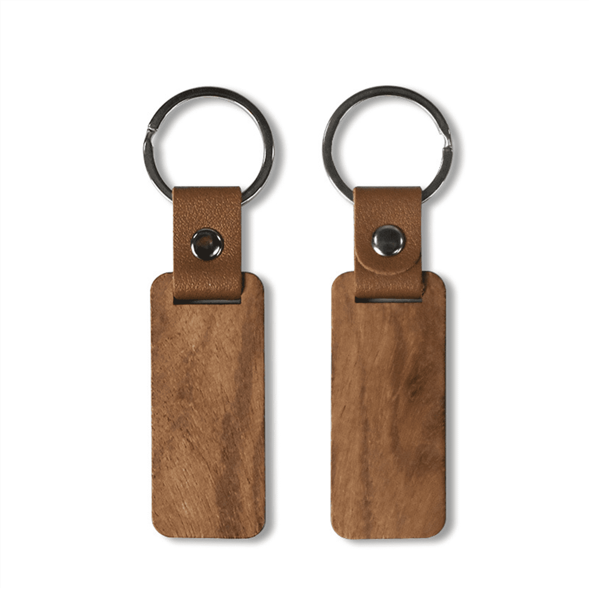 100Pcs Blanks Wooden Keychain Wood Tags Blanks Wood Keychain Rectangular Wood Key Chain