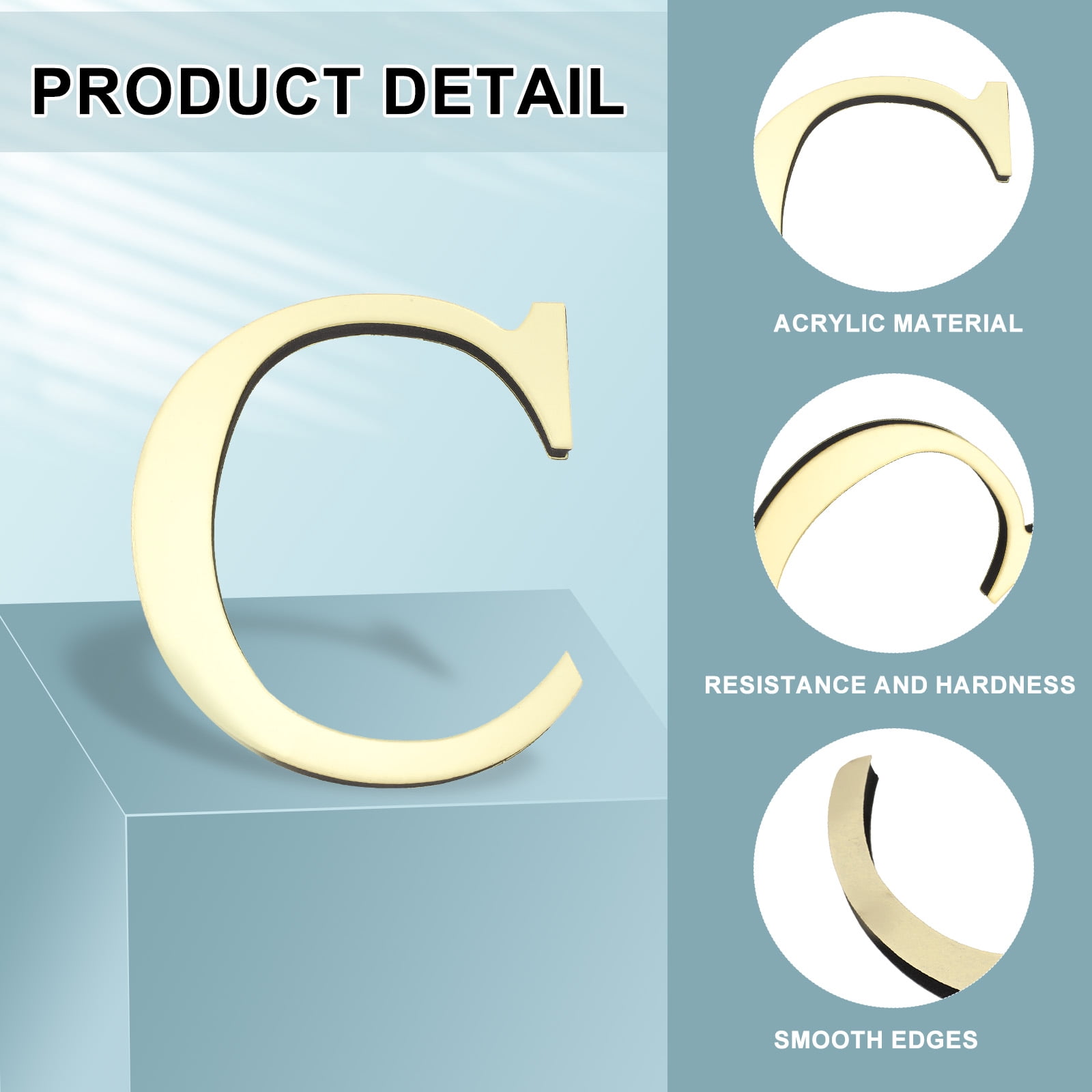Unique Bargains 3D Alphabet Mirror Wall Stickers 3.94" x 3.94" x 0.31" Letter C