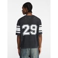 thumbnail image 3 of No Boundaries Mesh Sweater Knit Football Jersey Inspired Shirt with Short Sleeves, Men's XS-3XL, 3 of 5