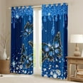 thumbnail image 2 of Manfei Cute Butterfly Curtains and Drapes,Chic Diamond Black Out Curtains,Blue Glitter Print Curtains Pack of 2 (52x63 Each) For Girls,Luxury Bedroom Decor, 2 of 6