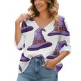thumbnail image 3 of IMENGL Women's Long Sleeve Tops Loose Halloween Print Lightweight Blouses Art Print V Neck Casual Basic Long Sleeve Shirt for Women,M-XXL, 3 of 6