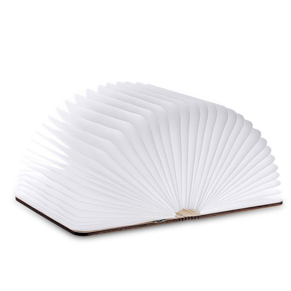 Led Folding Flip Book Light Wooden White Maple Monochrome Warm Light