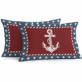 thumbnail image 2 of Nautical Anchor Lumbar Pillow Covers 20x12 Inch Set of 2, Red Navy Blue Coastal Stars Ocean Waterproof Outdoor Pillow Covers, Decorative Cushion Pillowcases for Couch, Sofa, Bed, Garden, Patio, 2 of 9