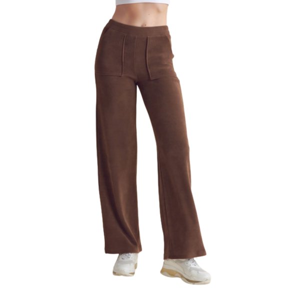 Women’s Wide-Leg Corduroy Pants, Brown, L