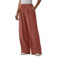 thumbnail image 2 of Women's High Waisted Wide Leg Pants Casual Pleated Palazzo Trousers Loose Fit Straight Leg Lounge Pants with Drawstring and Pockets, 2 of 6