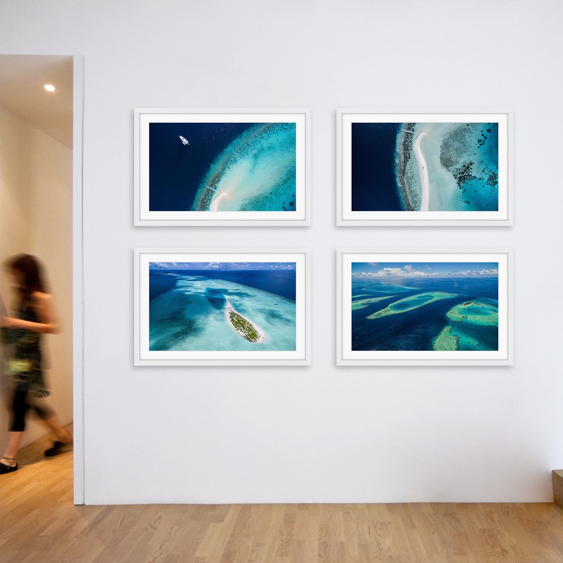 MARMONT HILL - Handmade Water from above Quadriptych - multi 90 x 60