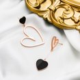 thumbnail image 4 of Wedure Asymmetric Statement Heart Dangle Drop Earrings for Women, Mismatched Enamel Love Dangling Earrings Gift for Valentines Anniversary Black_Rose Gold Tone, 4 of 5