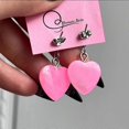 thumbnail image 4 of Pendientes colgantes de corazón rosa shaofei para mujeres y niñas, 4 of 5