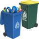 thumbnail image 1 of Wiosi Mini soporte para bolígrafo de basura para escritorio | Tiny Recycle Bin Portalápices verde y azul, paquete de 2 | Almacenamiento para lápices y bolígrafos | Papelería de Oficina para Organizar, 1 of 5