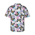 thumbnail image 3 of Balery Bright Butterflies1 Print Men's Hawaiian Shirts Short Sleeve Beach Shirt Relaxed Fit Vacation Button Down Shirts-Large, 3 of 9