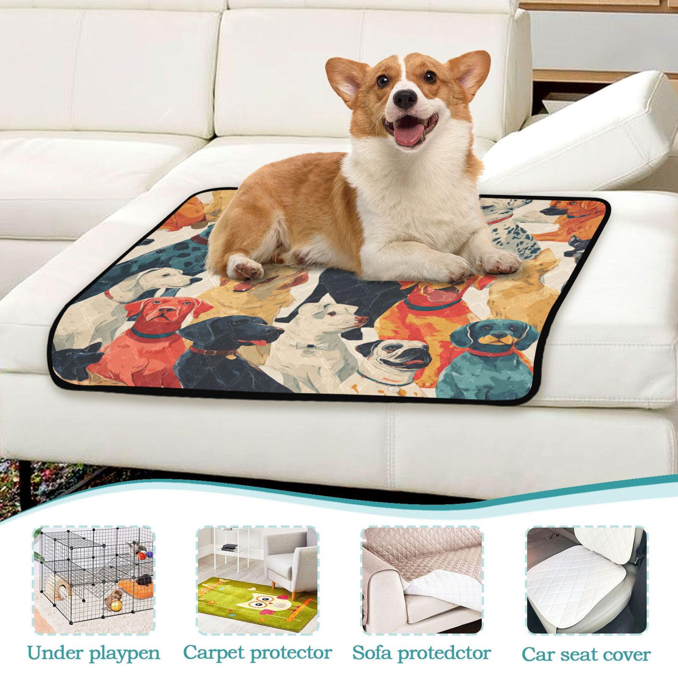 IAUYY Washable Pee Pads for Dogs Smallx3 Absorbent and Leak-Proof Non-Slip Reusable Puppy Pee Pads for Dogs Applicable to Playpen Potty Crate Colorful Puppy