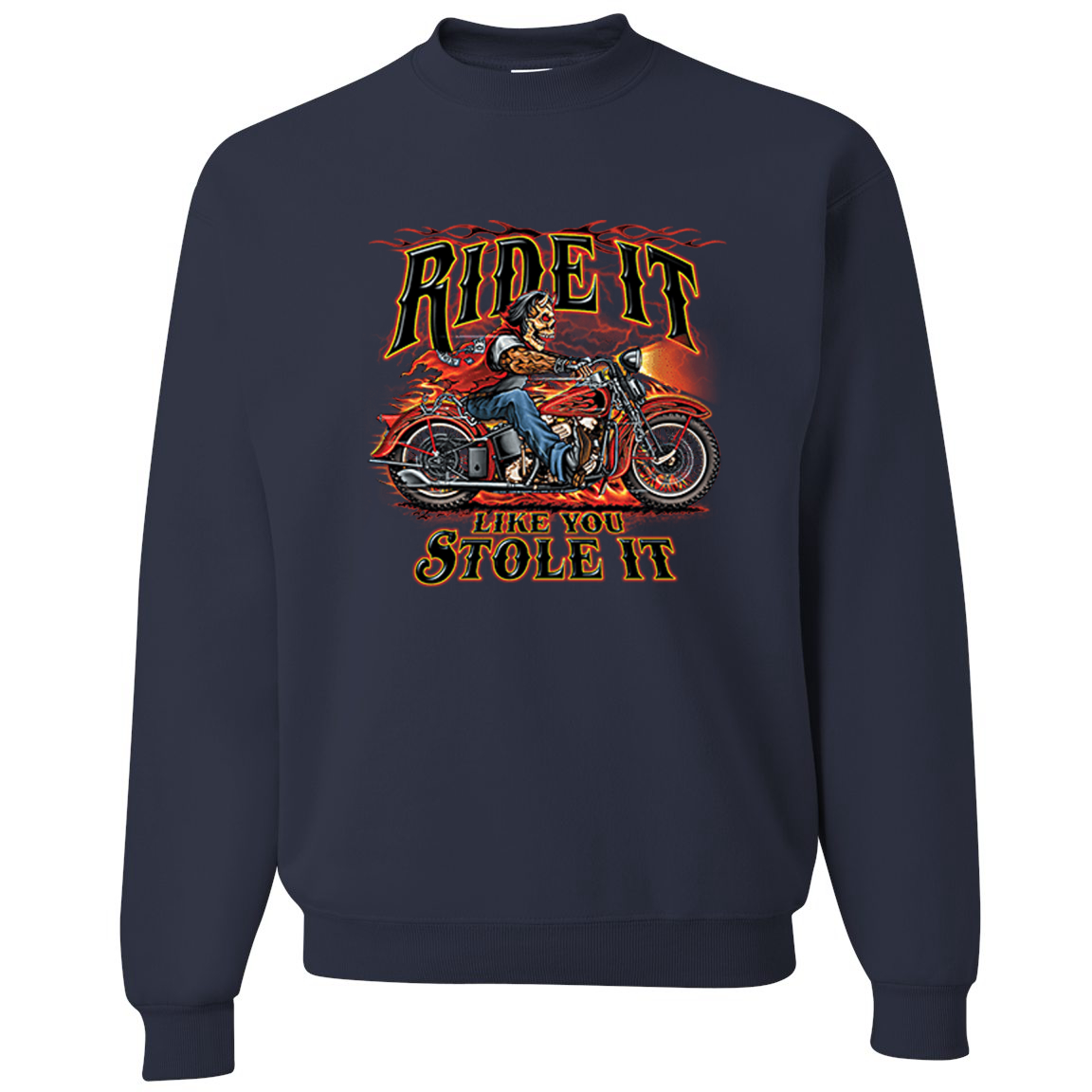 Wild Bobby Ride It Like You Stole It Devil Motorcycle Fire Skull Cars And Trucks Crewneck Graphic Sweatshirt Walmart Com Walmart Com