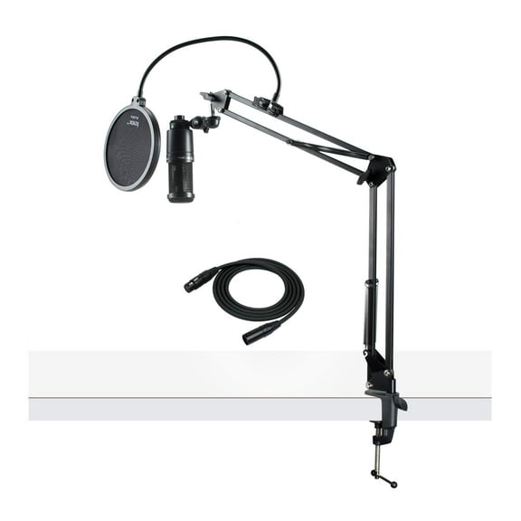 Audio-Technica AT2020 Condenser Studio Microphone with Knox Filter and Boom Arm