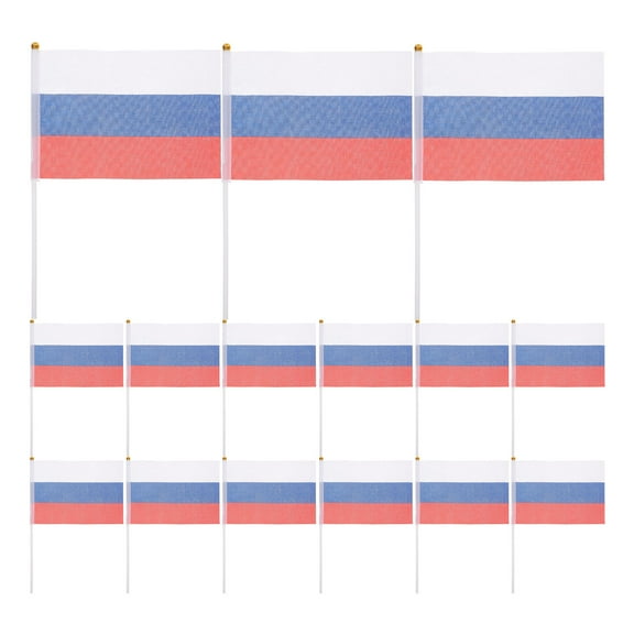FRCOLOR 20 Pcs Russian Flag Hand Held Small Mini Flags Russian Flag Stick Flag Round Top National Country Flags Party Decorations Supplies For Parades Festival Events Parties Desk Decor