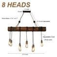 thumbnail image 3 of iMeshbean 8-Light Wood Beam Chandelier 8 Lights Wooden Retro Rustic Pendant Light Industrial Chandelier Wood Ceiling Light Fixture for Dining Table Kitchen Island Bar Billiard Pool Table, 3 of 7