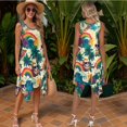 thumbnail image 2 of Psesaysky Tropical Palm Couples Dress or Shirts Rainbow Skull Husband and Wife Matching Shirts and Dress Womens Sleeveless Flared Tunic Sundress with Pockets& Mens Hawaiian Aloha Shirt, 2 of 7
