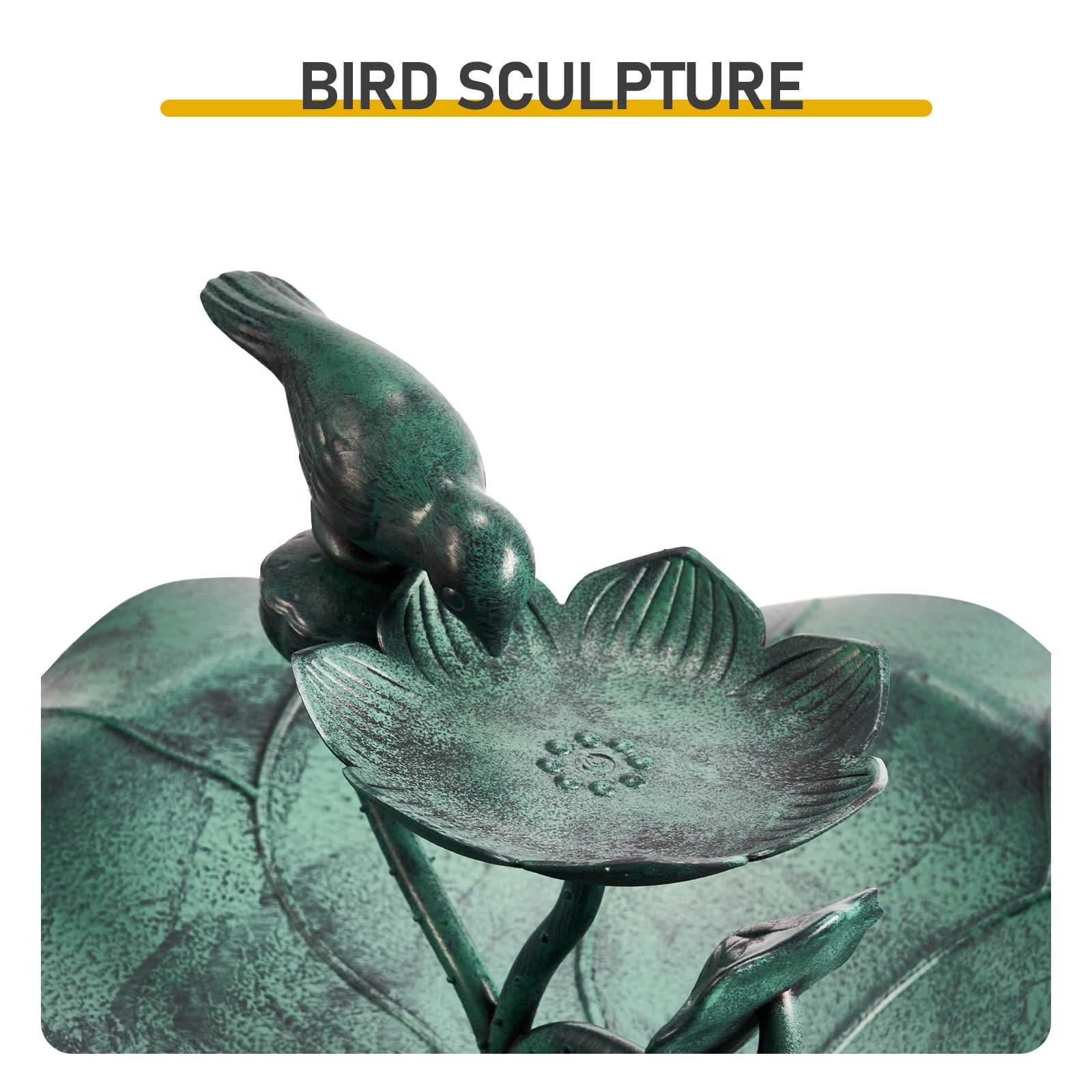 Resin Bird Bath With Lotus Edge & Feeder Tray, 50*50*86cm