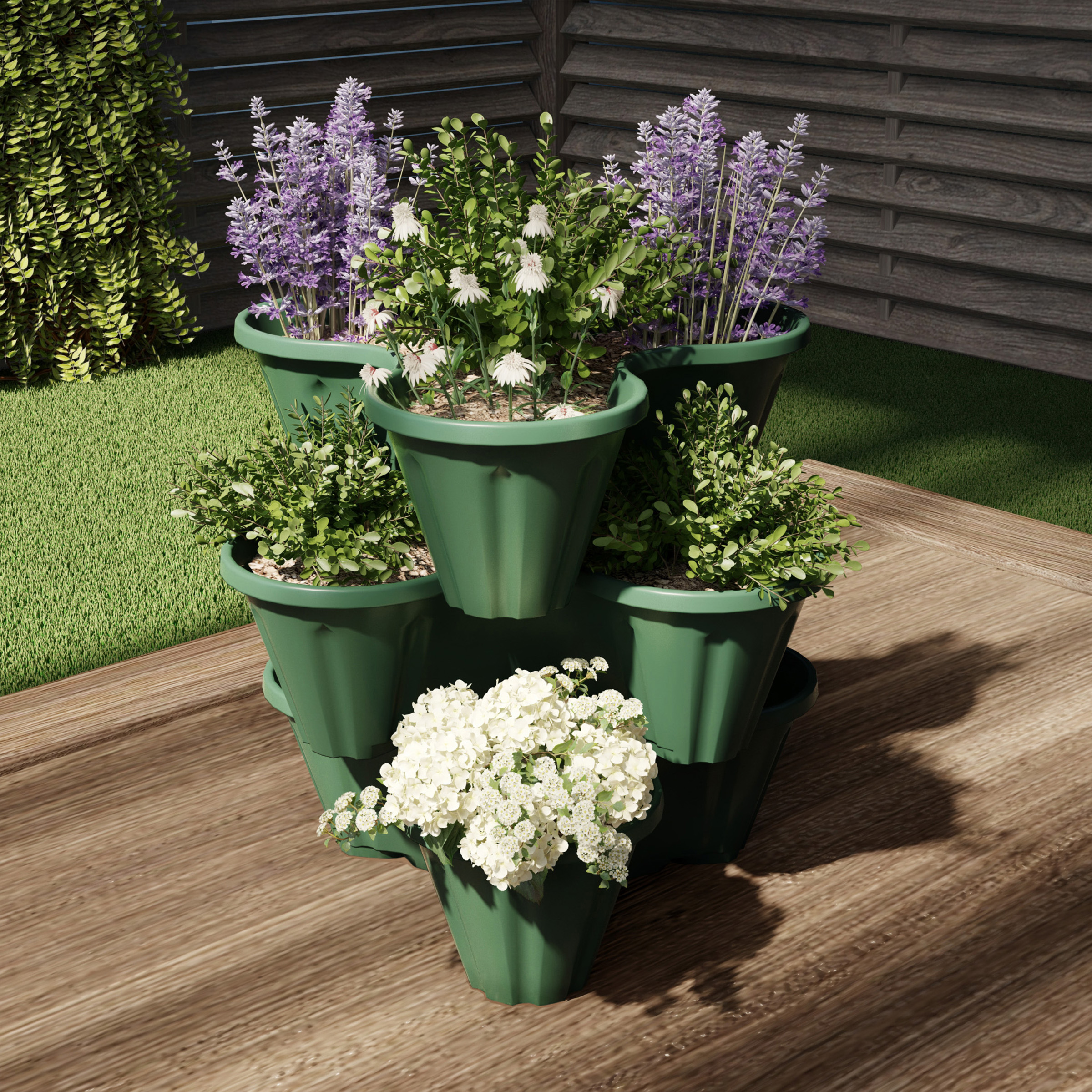 Pure Garden 3-Tier Indoor/Outdoor Stacking Planter Tower (Hunter Green)