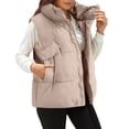 thumbnail image 3 of Durtebeua Puffy Vests For Women Long Casual V Neck Button Down Blazer Waistcoat Jackets, 3 of 6