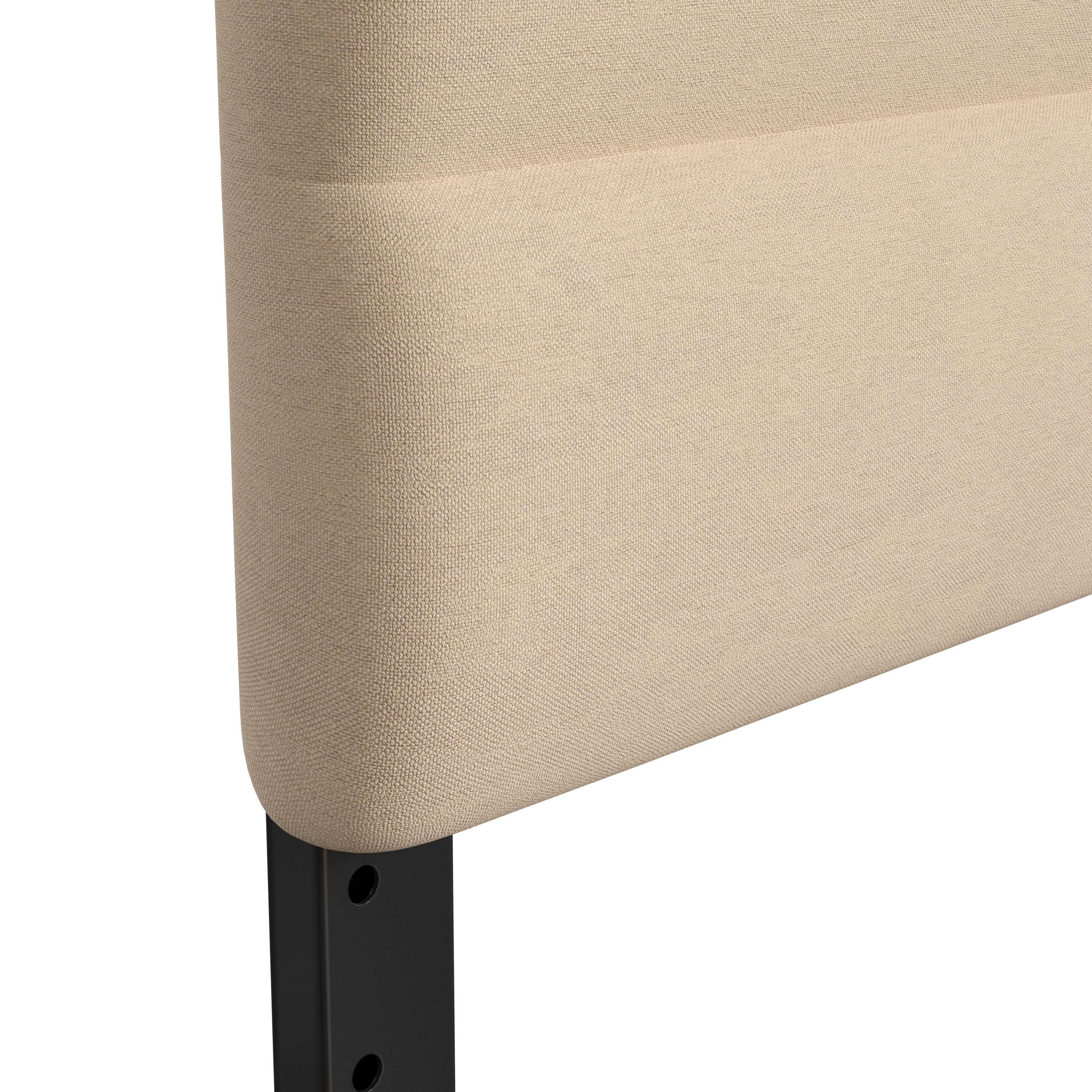 Emma + Oliver Modern Cream Fabric Upholstered Queen Headboard with Horizontal Line Stitching and Adjustable Height Rail Slots