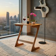 GVN Sofa Table, Side Table, Sofa Side Table,Bamboo Z-Shaped Spacious Sofa Side Table with Space-Saving Tabletop-Natural
