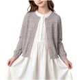 thumbnail image 3 of Pretxorve Kids Girls Boys Jacket Solid Hollow Out Knit Crew Neck Long Sleeve Cardigan Outerwear Sizes 0-6Y, 3 of 5