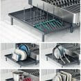 thumbnail image 2 of Large Dish Drying Rack, Expandable Dish Racks for Kitchen Counter, Space Saving 304 Stainless Steel Drying Rack Kitchen, Extra Large Drainer with Multifunctional Flip Up Pegs, Gray, 2 of 5
