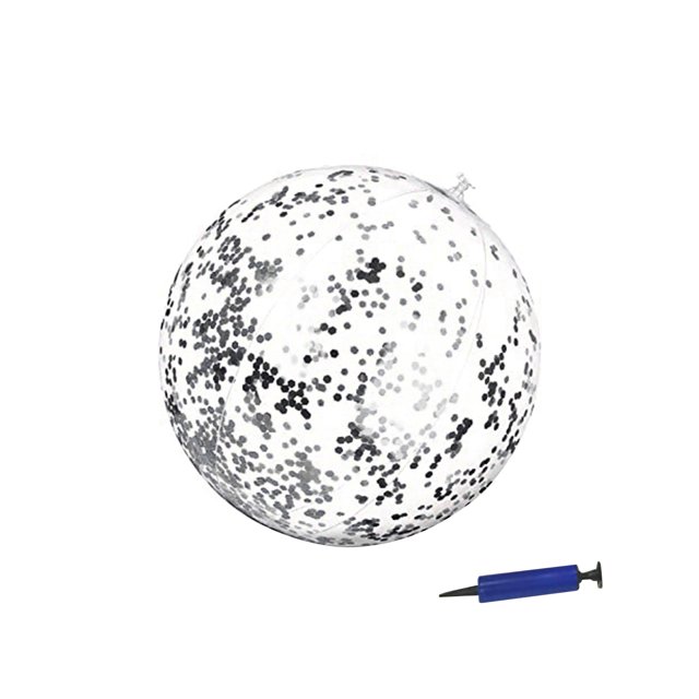 HEVIRGO 16/24 Inch Elastic Inflatable Ball Waterproof PVC Enjoyable Interactive Toy Shiny Confetii Ball for Summer