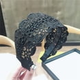 thumbnail image 4 of Vintage Korean Non-slip Floral Printed Toothed Flower Lace Head Hoop Broadside Headband Hair Accessories Embroidery Hair Bands GOLD STAR, 4 of 8
