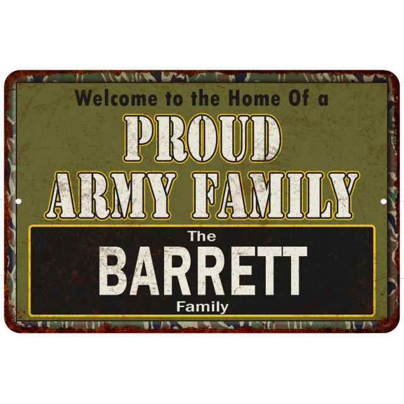 Barrett Proud Army Family Sign Gift 8x12 Metal Sign 108120023288