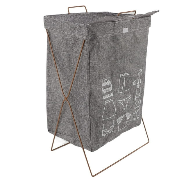 Cesta De Lavandería Plegable De Gran Capacidad, Tela De Lino De Algodón, Marco De Hierro, Uso Multiusos, Impermeable Para Baños Y Dormitorios